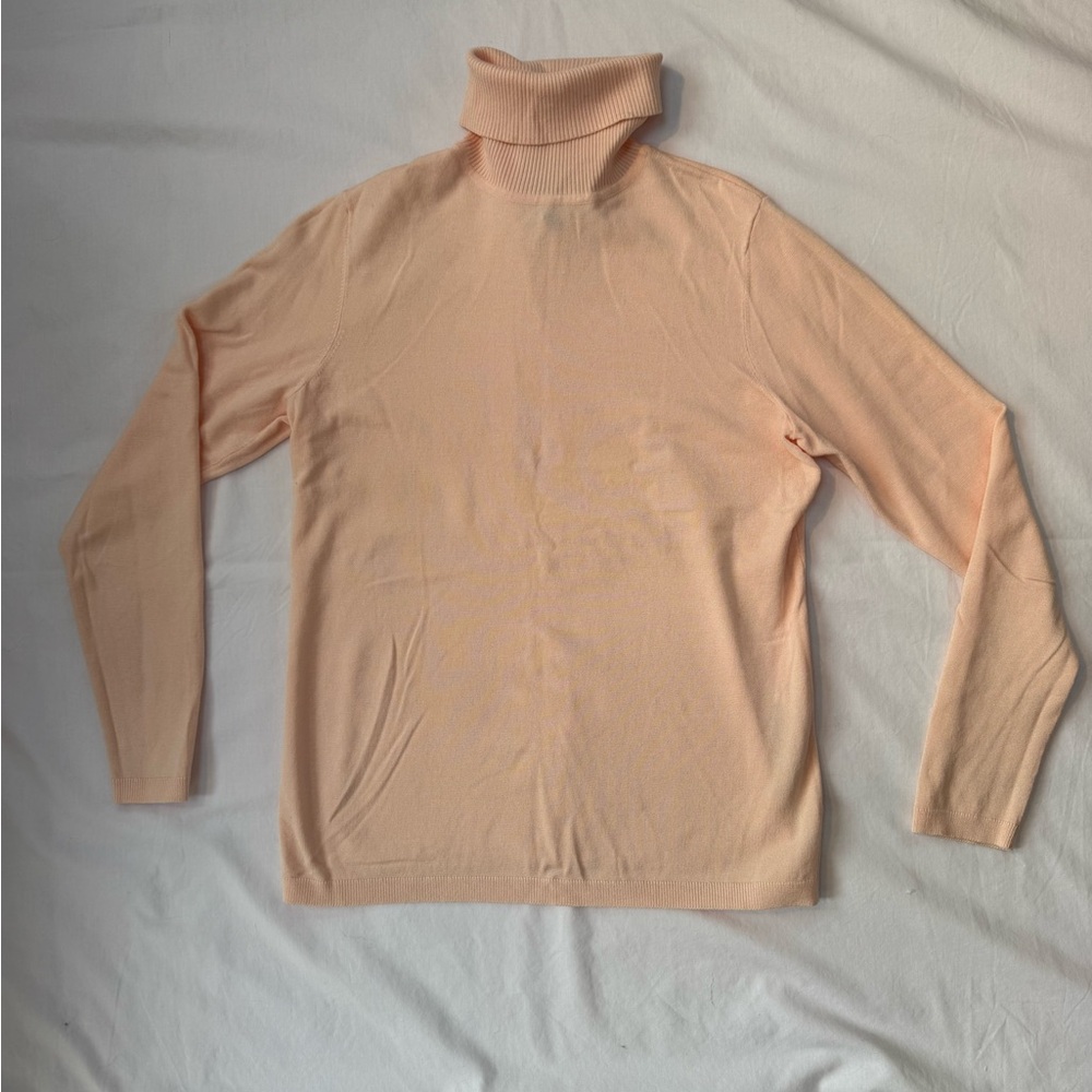 Light Pink Lightweight Cotton Turtleneck Sweater